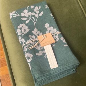 Silver and Berry Green Linen Napkins